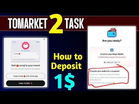 Tomarket 1$ Deposit Task kaise kre | Tomarket emoji task complete | Tomarket Airdrop Snapshot #dogs