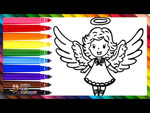 Draw and Color a Cute Angel 👼🌟🌈 Christmas Drawings for Kids