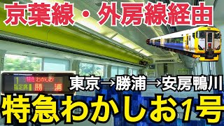 【朝一番】特急わかしお1号に乗車！まだまだ元気な外房線特急！乗車率は？　東京→安房鴨川【外房鉄道バス乗り比べの旅】