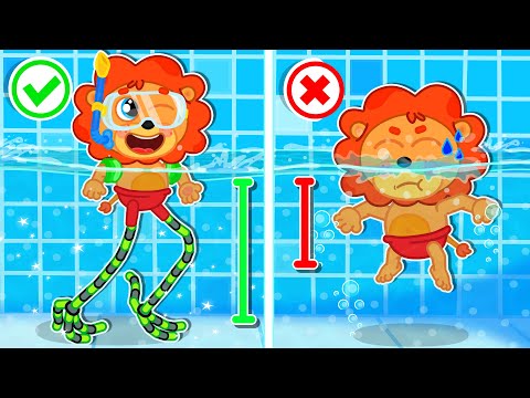 LionET | Long Legs vs Short Legs!  Safety Regulations in Swimming Pools  | Cartoon for Kids