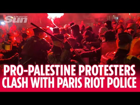 Paris violence as riot police fight with pro-Palestine demonstration