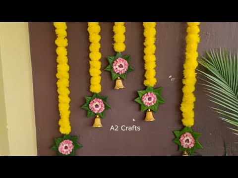 Traditional Banana Leaf Backgound Decoration Idea for Lakshmi  Pooja || Leaf Decor Easy in 5 min