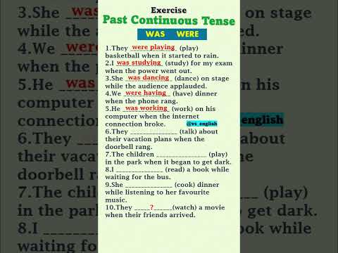 PAST CONTINOUS TENSE - Exercise #tense #pastcontinuoustense #past tense #shorts VS ENGLISH