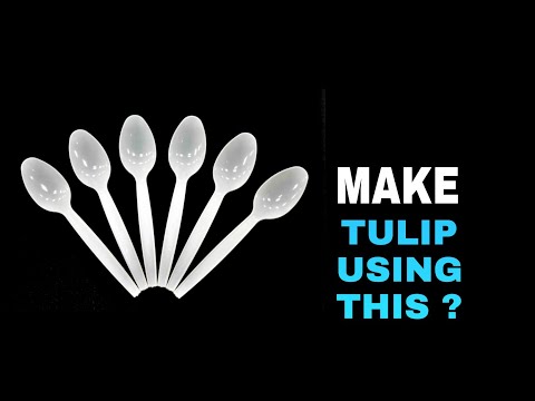 How to make tulip using plastic spoon | reuse of plastic spoon | waste material reuse ideas