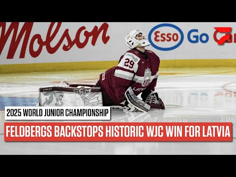 Linards Feldbergs Backstops Historic World Juniors Win For Team Latvia In 3-2 Shootout Win Vs Canada