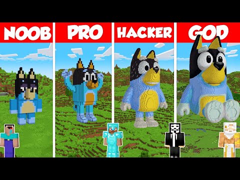 Bandit Heeler Bluey Build Battle Challenge - Noob vs Pro vs Hacker vs God - Minecraft Animation