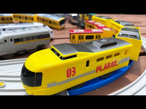 黄色の電車☆プラレールを長編成で走行遊び【ウピさん＆upisch】