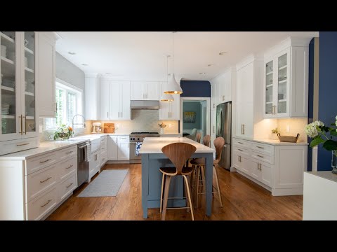 Blue Shaker Island Kitchen Remodel