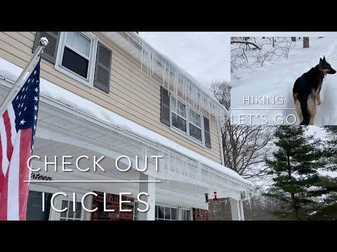 Icicles hanging from our gutters! Plus hiking with our German Shepherd in deep snow! Ep195