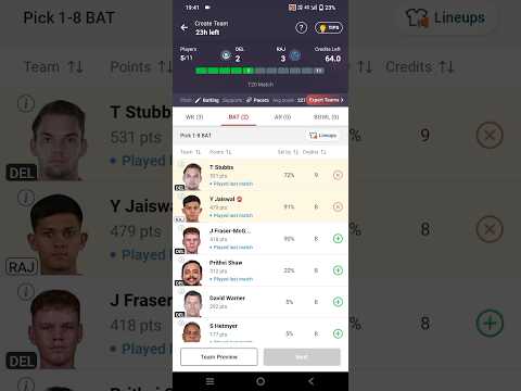 DEL vs RAJ dream11 team kaise banaye | DEL vs RAJ dream11 team kaise banaye | #ipl2024 #ipl