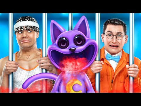 Jock and Nerd vs CATNAP! Funny Lifehacks by Smiling Critters in Prison! STUPID vs SMART Student