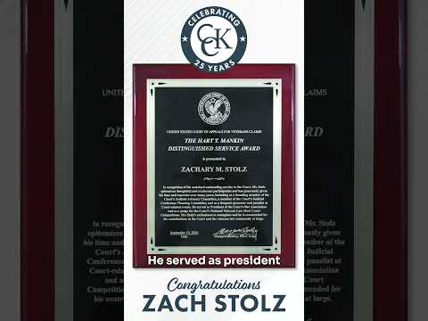 U.S. Court of Appeals for Veterans Claims Gives Award to Zach Stolz