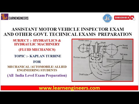 KAPLAN TURBINE FROM HYDRAULICS FOR ASSISTANT MOTOR VEHICLE INSPECTOR AND OTHER GOVT TECHNICAL EXAM.