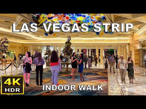 [4K HDR] Las Vegas Strip Indoor Walking Tour | Bellagio to Mandalay Bay | October 2024