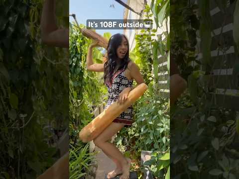 Luffa party in the outdoor shower 😆#luffa #dance #fastcars #dancingwithvegetable