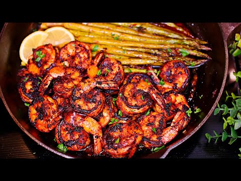 One Pan Blackened Shrimp and Asparagus Recipe - Easy Shrimp and Asparagus