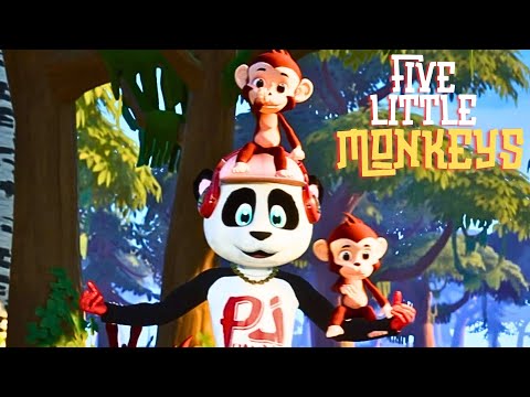 Five Little Monkeys | Kids Hip Hop Nursery Rhymes by Pj Panda