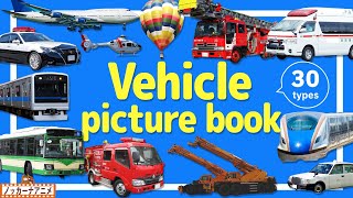 Vehicle Picture Book | Video for Kids 【のりもの図鑑】30種類のいろんな乗り物をみてみよう！英語知育アニメ