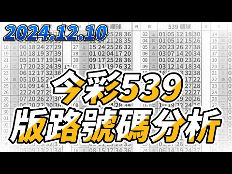 【今彩539】 【2024/12/10】【今彩539參考號碼：01 05 13 31 37】【本期特別參考號碼15 25 29】