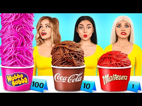 100 Layers Food Challenge | 1 vs 100 Layers of Sweets Eating Battle by YUMMY JELLY