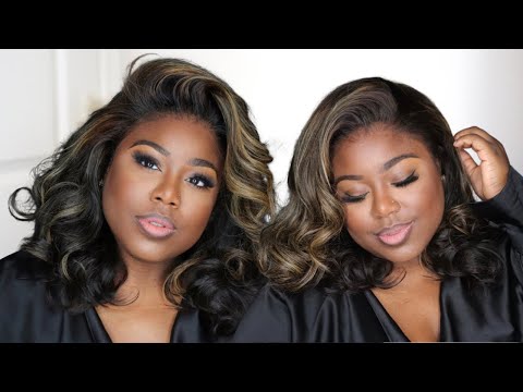 Glueless Dark Brown with Blonde Highlights LayeredWavy 13x4 Lace Front Wig | ILIKEHAIR