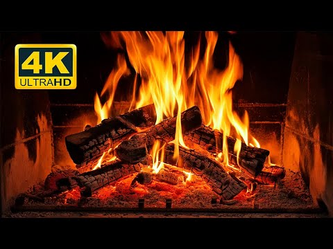 🔥 Cozy Fireplace 4K (12 Hours No Music) Fireplace with Crackling Fire Sounds. Cozy Winter Ambience