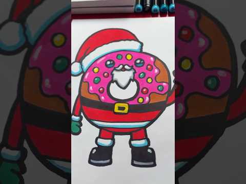 Adding another drawing to our wall!!  Draw a funny Santa donut with us #howtodraw #artforkidshub