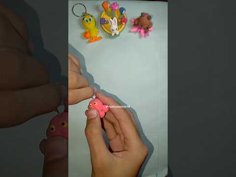 DIY octopus 🐙 keychain with clay ✨#diy #clayart #shortsviral