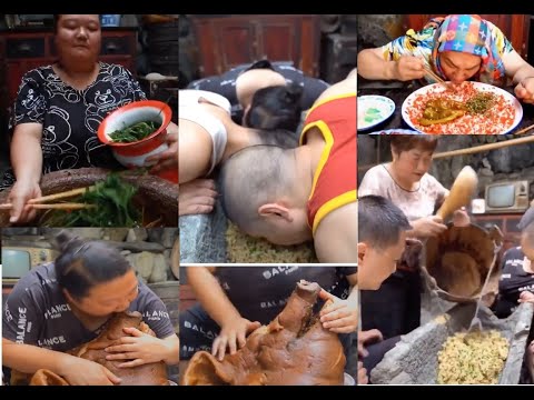 OMG People eating like pigs, pigging out, mukbang pig, straight from the trough