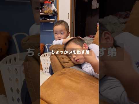 【ほっこり】ソファで寝ちゃったお兄ちゃんに1歳弟が優しくヨシヨシ…可愛すぎる兄弟の絆#兄弟  #癒し#shorts