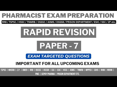 GOVERNMENT PHARMACIST EXAM PREPARATION / MHSRB PHARMACIST / RRB PHARMACIST / PRISON DEPARTMENT