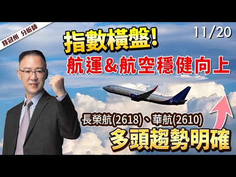 2024/11/20  指數橫盤! 航運&航空穩健向上  長榮航(2618)、華航(2610)多頭趨勢明確  錢冠州分析師