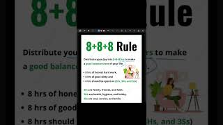 8+8+8 Rule#students#youtubeshorts #youtube#important #study#shortvideo #rules#motivation#lifelessons