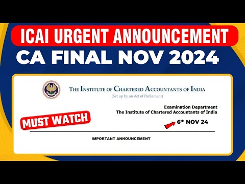 ICAI Announcement | Observations of the Candidates on the Question Papers of CA Final Nov 2024 Exams