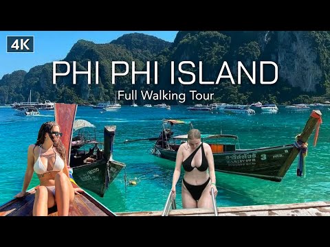 【🇹🇭 4K】Walking Phi Phi Island in Krabi | Thailand's BEST Island 2023