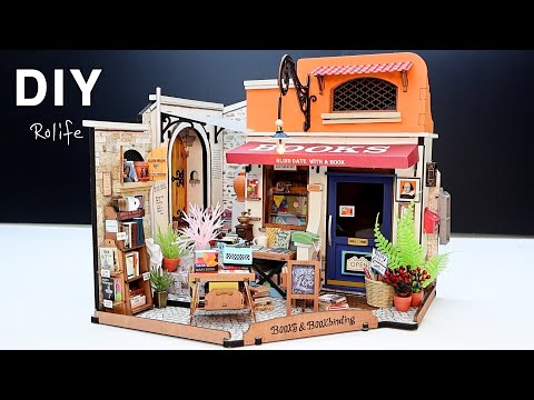 DIY Miniature Dollhouse Kit l Corner Bookstore l Rolife 서점 l DG164 l 책꽂이 미니어처 miniature 쉽게 만들기