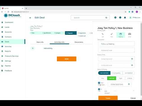 Inctouch CRM Edit a Deal