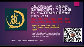 大盘大跌后反弹，收盘偏弱。还有圣诞行情吗？下周走势预判，分享不同级别的趋势和点位，/ES，/NQ，SPY，QQQ，IWM, TLT, AAPL，TSLA,NVDA,AMD,CVS，PLTR