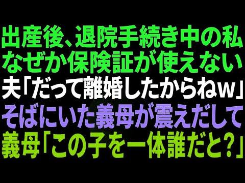 【スカっと感動】出産後、退院手続き中の私なぜか保険証が使えない。夫「だって離婚したからw」そばにいた姑が震えだして姑「この子を一体誰だと! 」 J