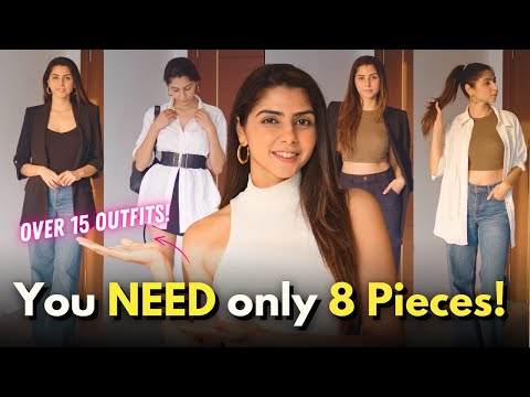 16 OUTFITS with JUST 8 PIECES! | Capsule Wardrobe For College Girls