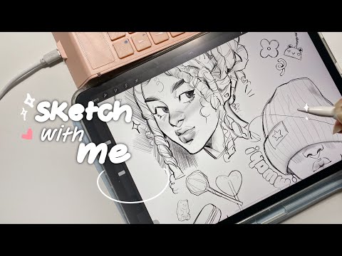 Sketch with me ✿ AOIKTYE keyboard review (ASMR)✏️