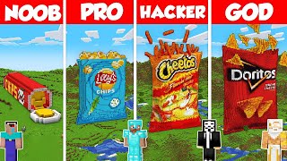 CHIPS BASE HOUSE BUILD CHALLENGE - Minecraft Battle: NOOB vs PRO vs HACKER vs GOD / Animation