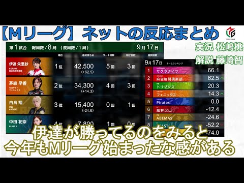 【Mリーグ】2024/09/17 ネット上のみんなの反応まとめ 麻雀 感想