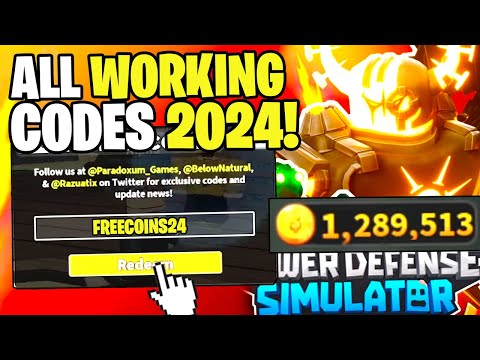 *NEW* ALL WORKING CODES FOR TOWER DEFENSE SIMULATOR IN 2024! ROBLOX TOWER DEFENSE SIMULATOR CODES