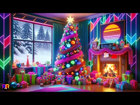 80s Christmas Tree Crackling Fireplace Snow Scene 🎄 No Music 🔥 4K | 5 Hours