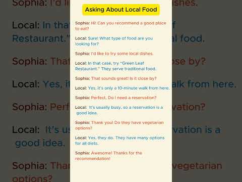 Traveling conversation english - Asking About Local Food. #Shorts