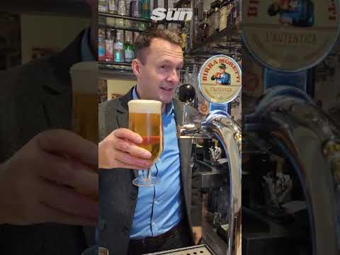 Russell Findlay downs early morning pint & swears in delight