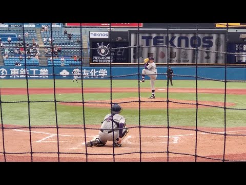 明治大学・松本直 投球練習 2024 09 28 (鎌倉学園)