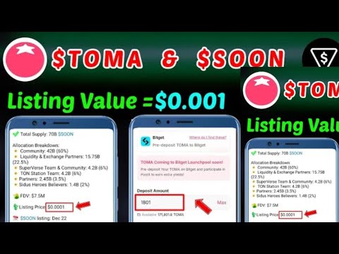 Tomato $TOMA Token listing value | Ton Station $SOON listing value |