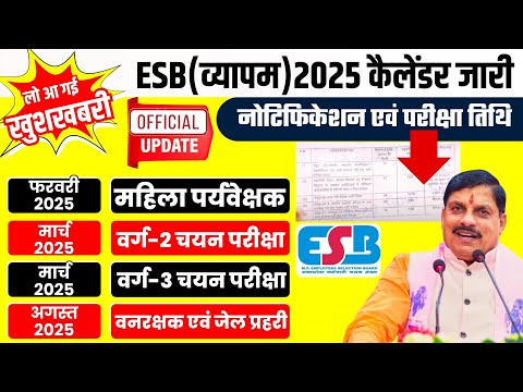 ESB कैलेंडर हुआ जारी | MP Mahila Supervisor Notification Out & MPTET Varg 2, Varg 3 Forest Guard